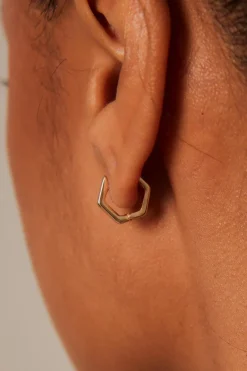Humble + Heart Hexagonal EOL Gold Hoop Earring
