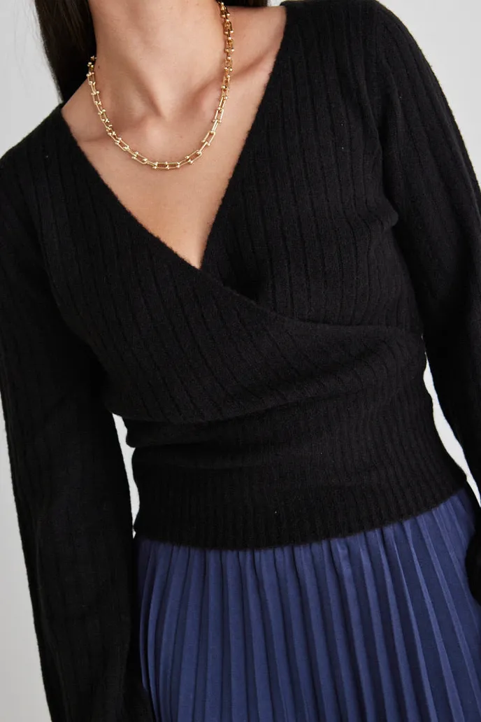 Among the Brave Honest Black Ballerina Soft Rib Knit Wrap