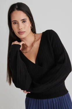 Among the Brave Honest Black Ballerina Soft Rib Knit Wrap