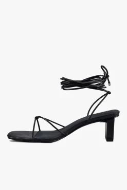 Sol Sana Honey Black Ankle Strap Mid Heel