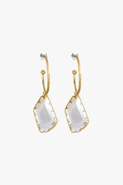 Lindi Kingi Hoop and Crystal Earrings Gold