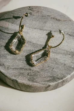 Lindi Kingi Hoop and Crystal Earrings Gold