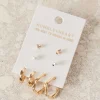 Humble + Heart Huggie Stud 4 Sets Gold Earrings