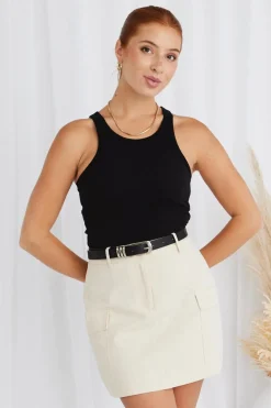 Ivy + Jack Idyllic Ivory Cotton Utility Mini Skirt