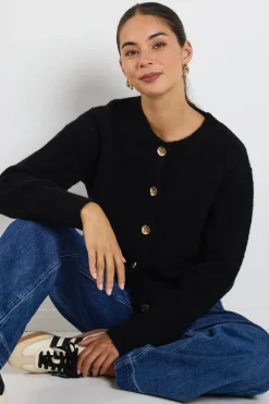 Stories be Told Imprint Black Soft Knit Crewneck Cardigan
