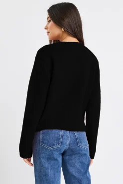 Stories be Told Imprint Black Soft Knit Crewneck Cardigan