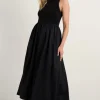 RE:UNION Label Indispensable Black Crew Neck Contrast Midi Dress