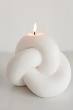 Nani + Co Infinity Knot Decorative White Unscented Candle