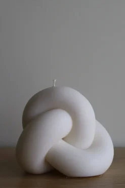 Nani + Co Infinity Knot Decorative White Unscented Candle