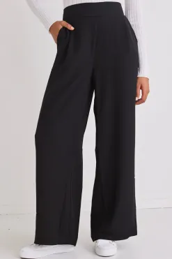 Among the Brave Instinctive Black Recycled Stretch Back Wide Leg Pant