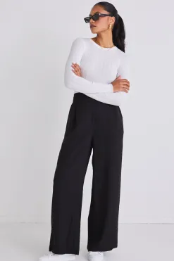 Among the Brave Instinctive Black Recycled Stretch Back Wide Leg Pant