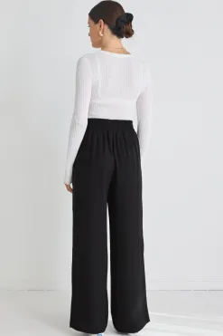 Among the Brave Instinctive Black Recycled Stretch Back Wide Leg Pant