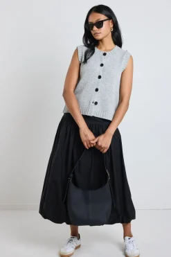 Stories be Told Intensity Black Bubble Midi Skirt