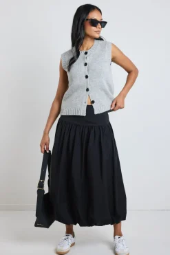 Stories be Told Intensity Black Bubble Midi Skirt