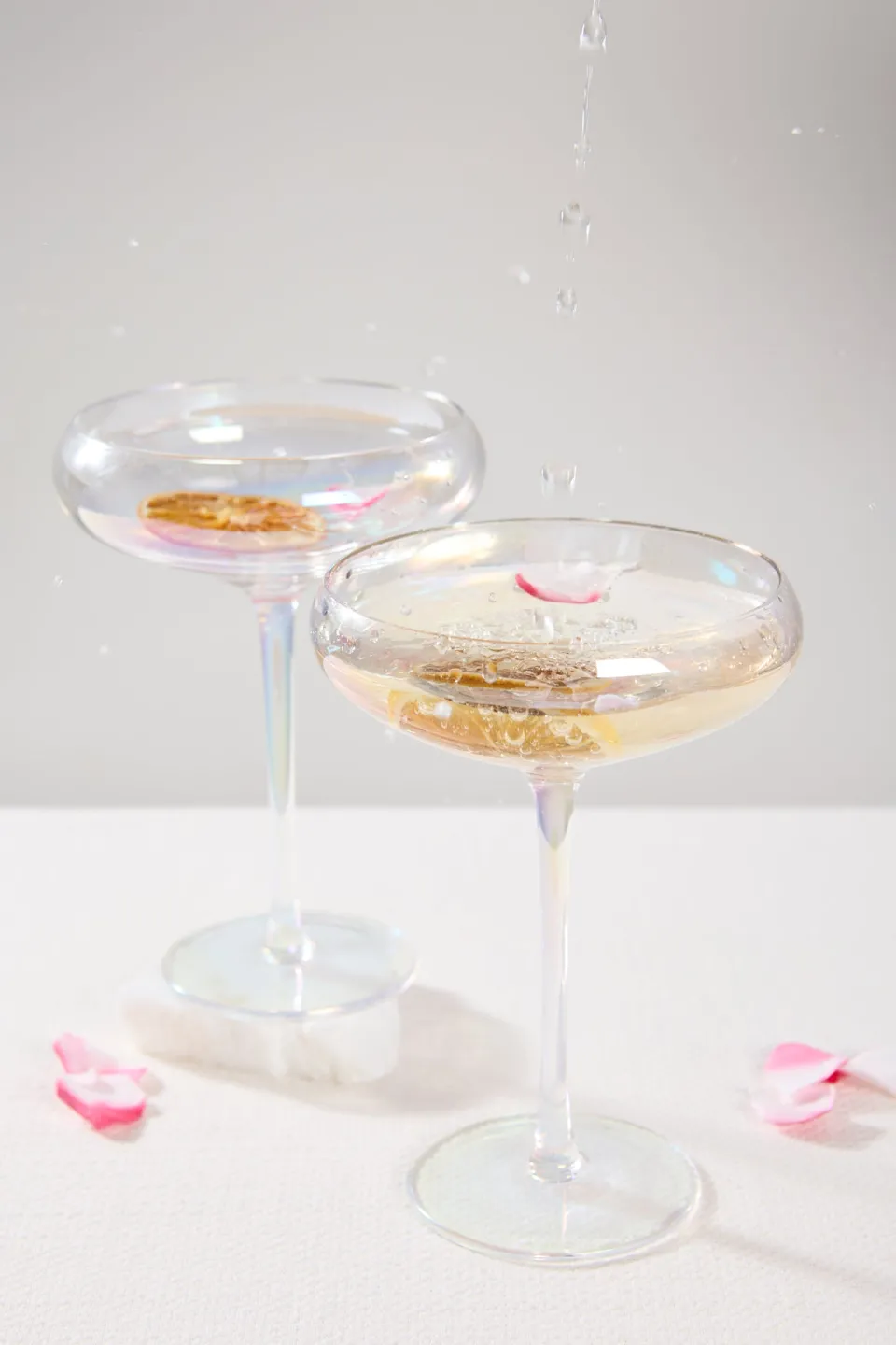 Home Lab Iridescent Champagne Coupe Glass Set 4