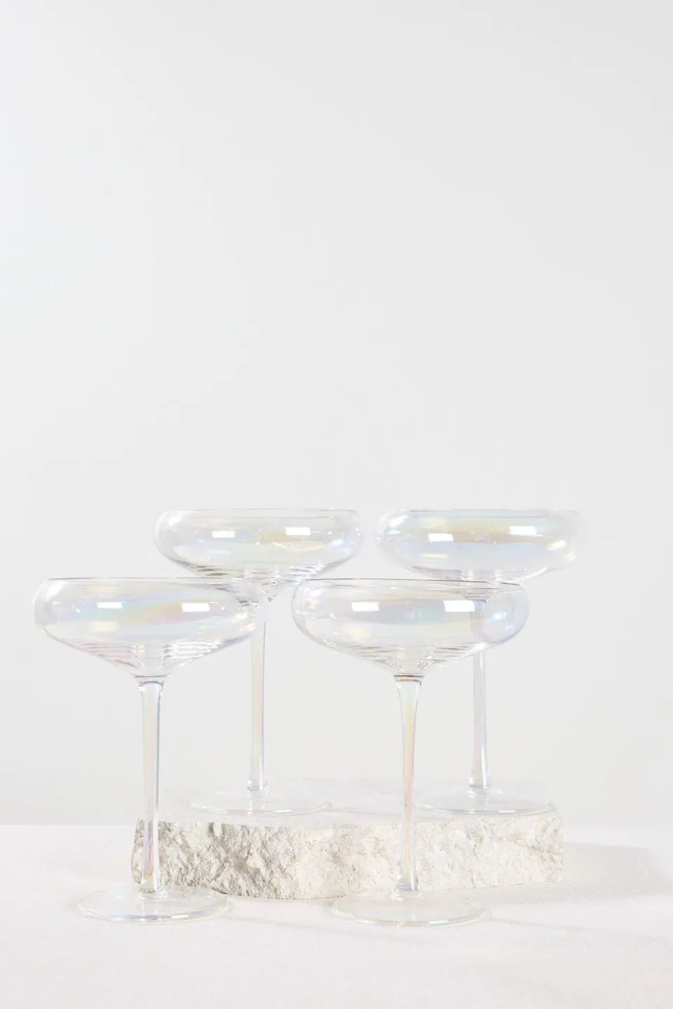 Home Lab Iridescent Champagne Coupe Glass Set 4