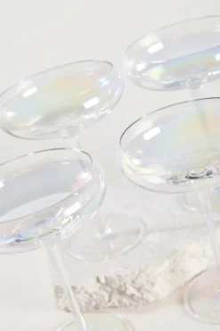 Home Lab Iridescent Champagne Coupe Glass Set 4