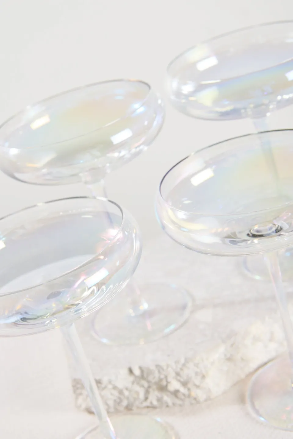 Home Lab Iridescent Champagne Coupe Glass Set 4