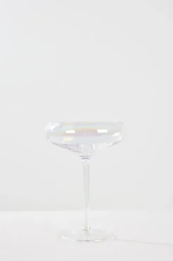 Home Lab Iridescent Champagne Coupe Glass Set 4
