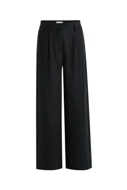 RE:UNION Label Island Black Linen Pleat Front Wide Leg Pant