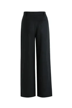 RE:UNION Label Island Black Linen Pleat Front Wide Leg Pant