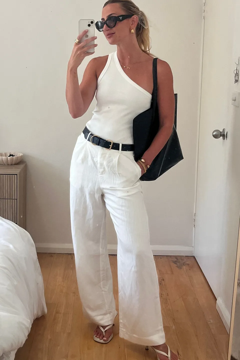RE:UNION Label Island Ivory Linen Viscose Pleat Front Wide Leg Pant