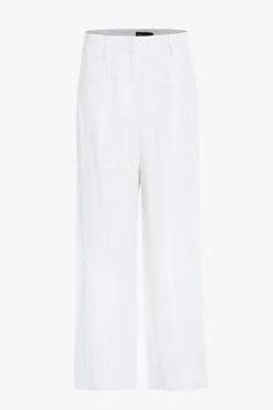 RE:UNION Label Island Ivory Linen Viscose Pleat Front Wide Leg Pant