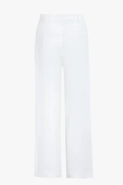 RE:UNION Label Island Ivory Linen Viscose Pleat Front Wide Leg Pant