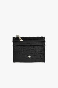 Peta + Jain Ivy Black Croc Vegan Leather Card Holder