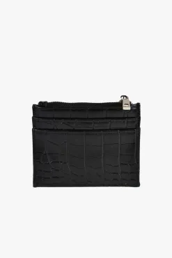 Peta + Jain Ivy Black Croc Vegan Leather Card Holder