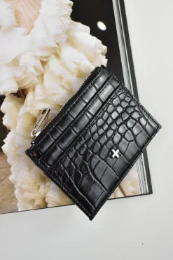 Peta + Jain Ivy Black Silver Croc Wallet