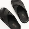 Nude Jacee Black Woven Cross Over Slide