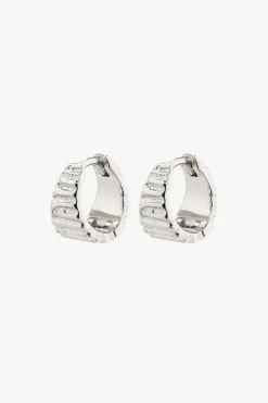 Pilgrim Jemma Silver Plated Textured Hoop EOL Earrings