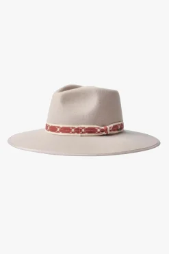 Brixton Jo Rancher Beige Wide Brim Aztec Band Felt Fedora Hat