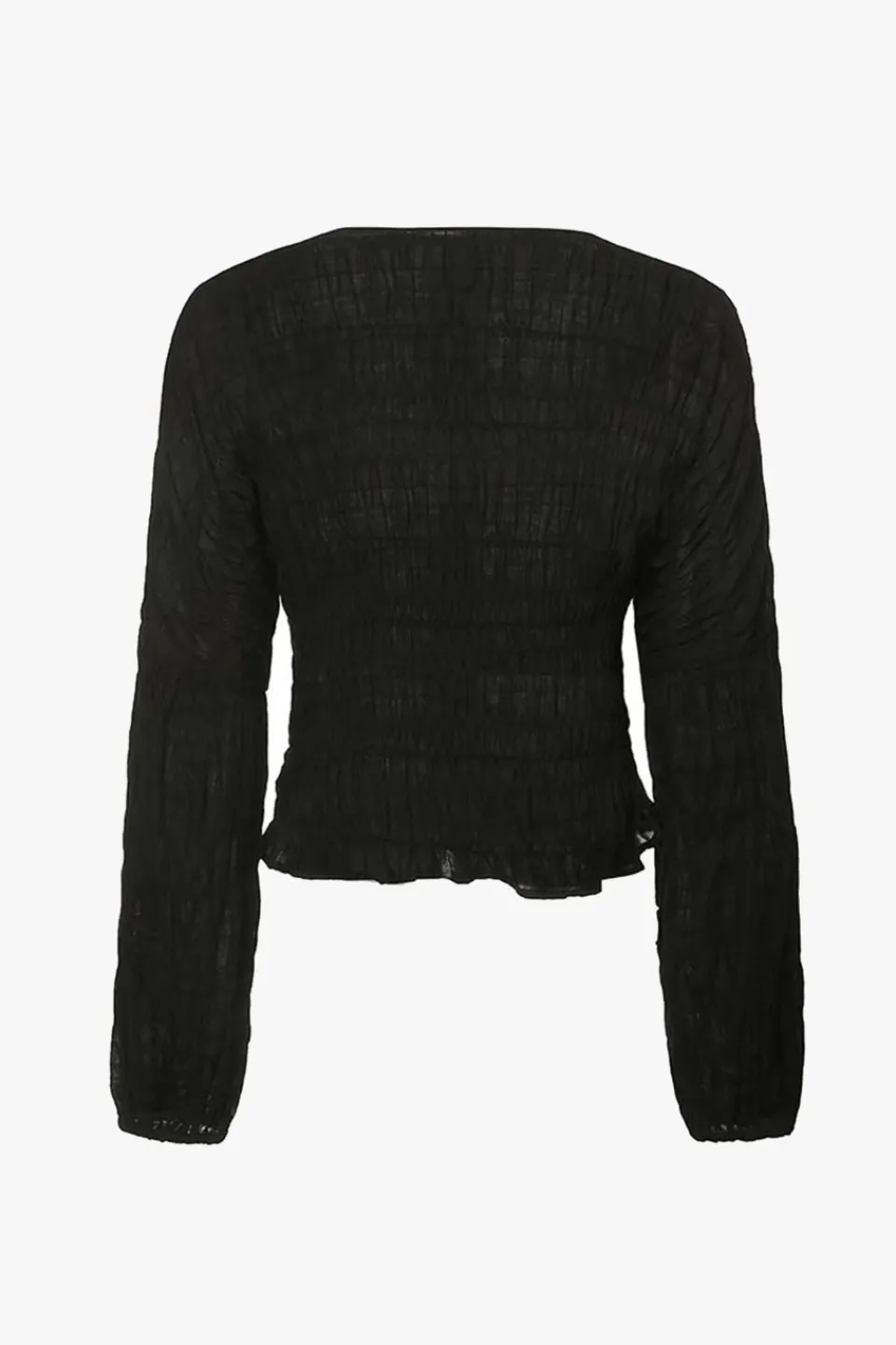 Ivy + Jack Jolie Black Shirred Cotton LS Button Down Top