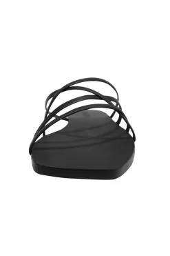 Solsana Juniper Black Strappy Flat Slide