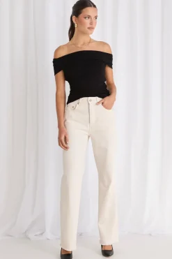 RE:UNION Label Juniper Ecru High Waist Wide Leg Jean