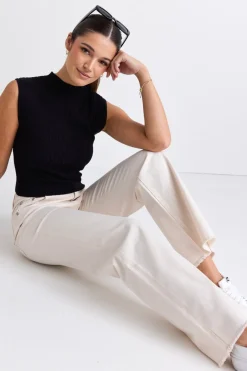 RE:UNION Label Juniper Ecru High Waist Wide Leg Jean