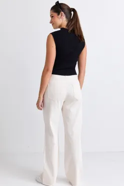 RE:UNION Label Juniper Ecru High Waist Wide Leg Jean
