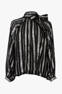 Coop Just Bow With It Black Silver Blouse