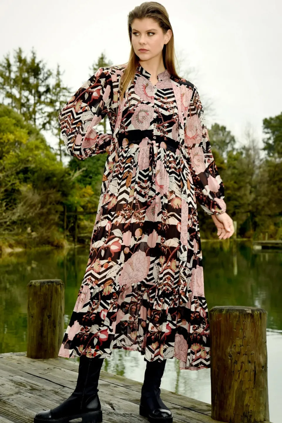 Curate Just One Thing Pink Floral Maxi Dress