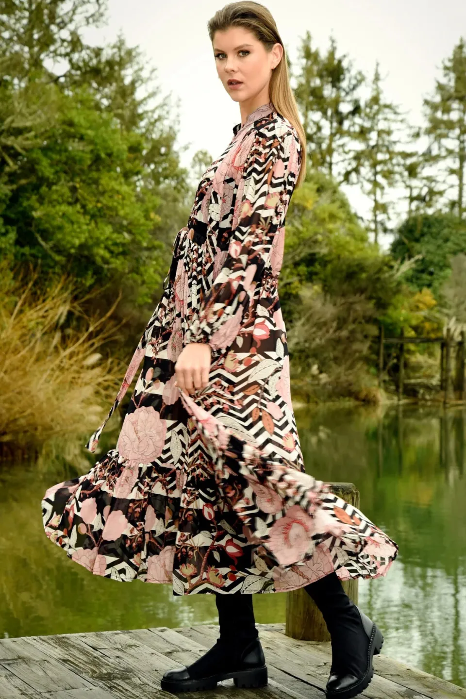 Curate Just One Thing Pink Floral Maxi Dress