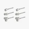 Pilgrim Kamari Diamante Stud EOL Three Pack Earrings Silver