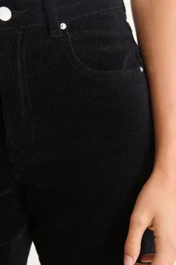 Among the Brave Karma Black Cord High Waist Long Wide Leg Pant