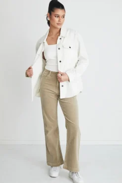 Among the Brave Karma Pumice Cord High Waist Long Wide Leg Pant