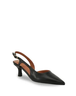 Nude Kaylee Black Leather Pointed Low Heel