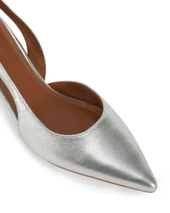 Nude Kaylee Silver Leather Pointed Low Heel