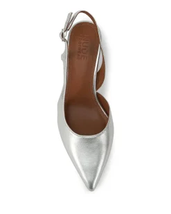 Nude Kaylee Silver Leather Pointed Low Heel