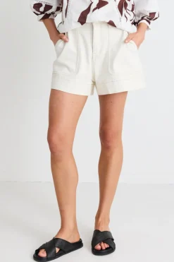 Ivy + Jack Kindly Ecru Pocket Front Denim Short