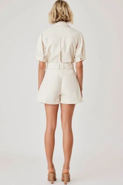 Esmaee Kokomo Ivory Denim Gold Buckle Short